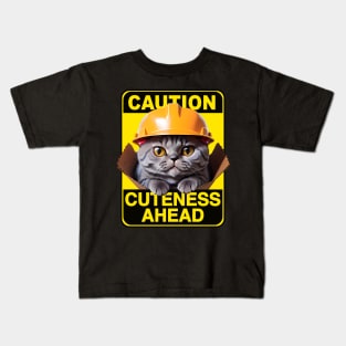 British Shorthair Cat Wearing Hardhat Kids T-Shirt